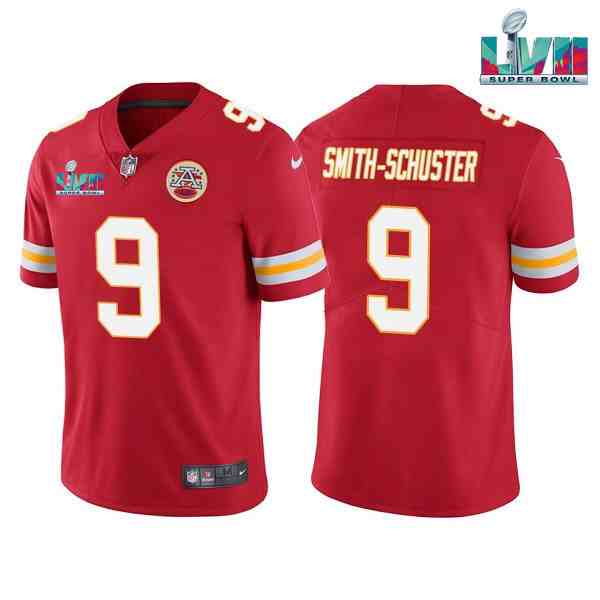 Men’s Kansas City Chiefs #9 JuJu Smith-Schuster Red Super Bowl LVII Patch Vapor Untouchable Limited Stitched Jersey
