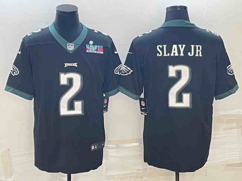 Men's Philadelphia Eagles #2 Darius Slay JR Black Super Bowl LVII Patch Vapor Untouchable Limited Stitched Jersey
