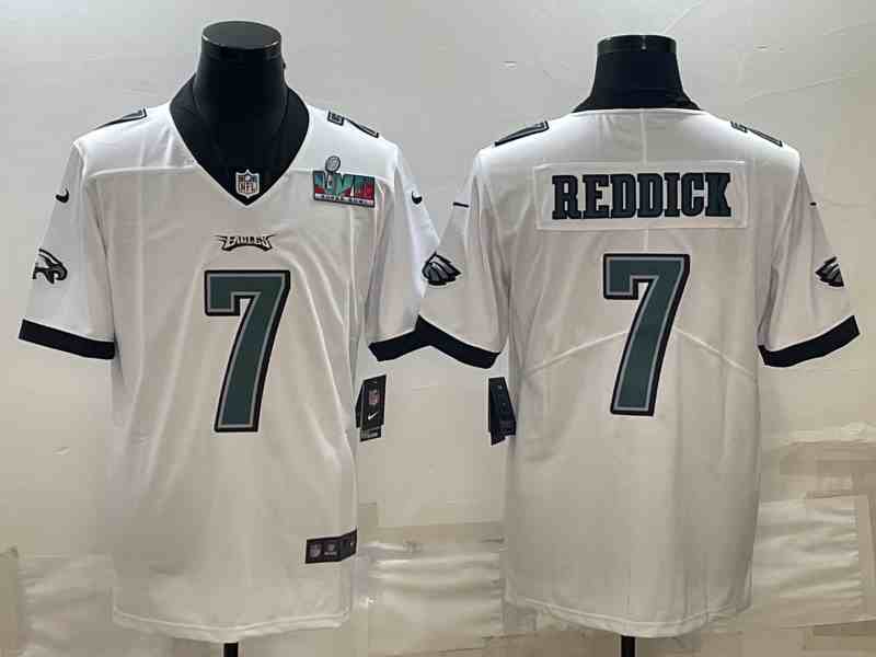 Men's Philadelphia Eagles #7 Haason Reddick White Super Bowl LVII Patch Vapor Untouchable Limited Stitched Jersey