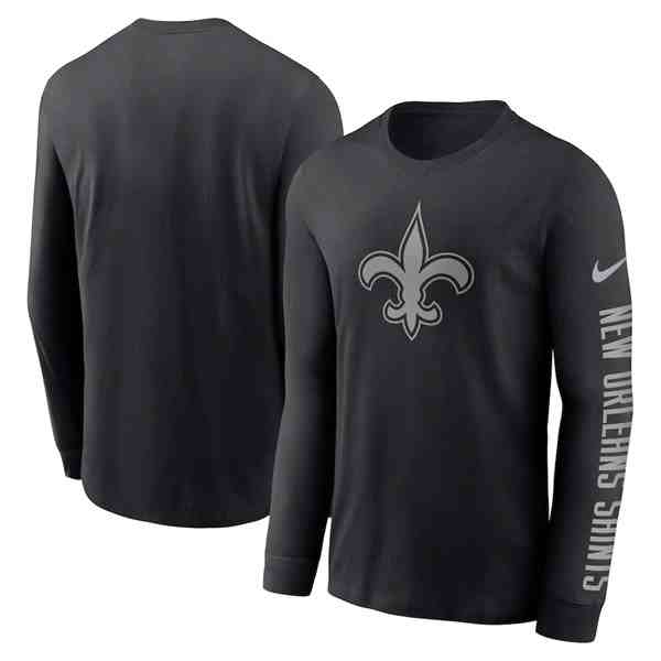 Men's New Orleans Saints Black Long Sleeve T-Shirt