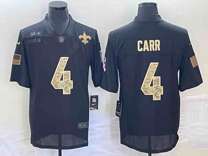 Men's New Orleans Saints #4 Derek Carr  Black Camo 2020 Salute To Service Limited Jersey