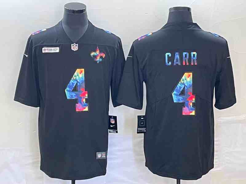Men's New Orleans Saints #4 Derek Carr Multi-Color Black 2020 NFL Crucial Catch Vapor Untouchable Nike Limited Jersey