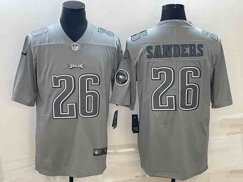 Men's Philadelphia Eagles #26 Miles Sanders Gray Atmosphere Fashion Stitched Jersey