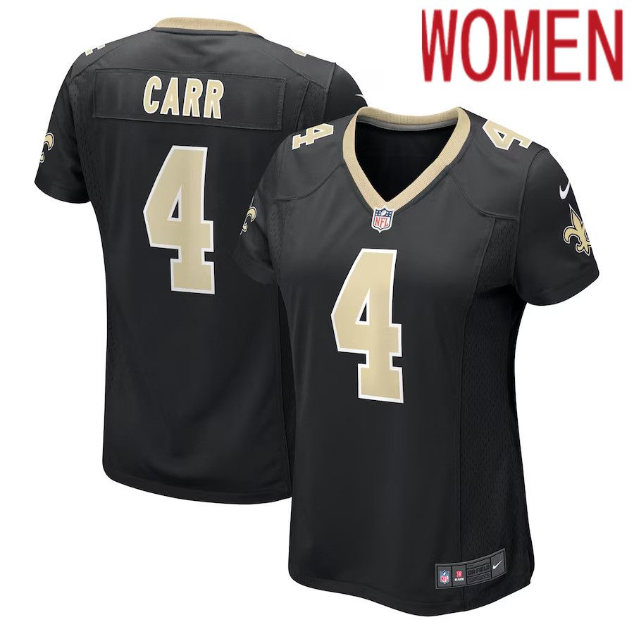 Women New Orleans Saints 4 Derek Carr Nike Black NFL Jersey