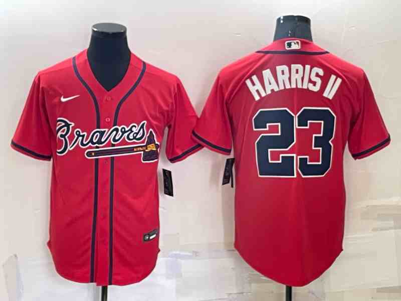 Men's Atlanta Braves #23 Michael Harris II Red Cool Base Stitched Baseball Jersey