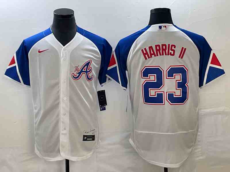 Men's Atlanta Braves #23 Michael Harris II White 2023 City Connect Flex Base Stitched Baseball Jersey