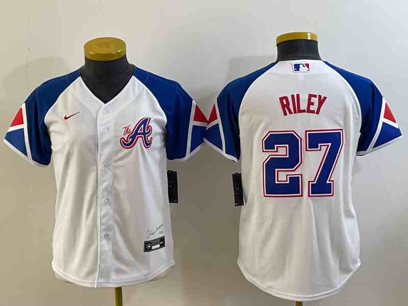 Women's Atlanta Braves #27 Austin Riley Gray Cool Base Stitched Jersey