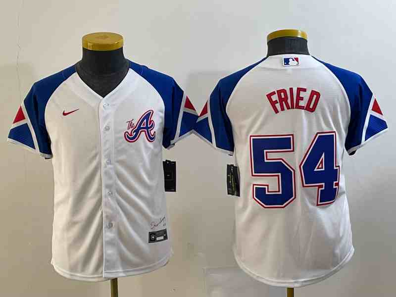 Women's Atlanta Braves #54 Max Fried White 2023 City Connect Cool Base Stitched Jersey