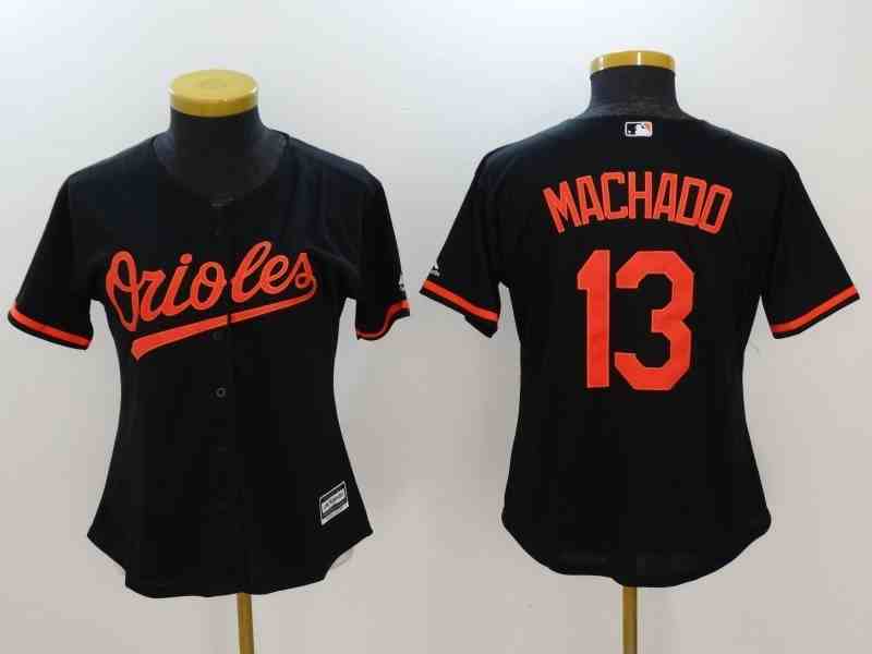 Women's Baltimore Orioles #13 Manny Machado Black Stitched MLB Majestic Cool Base Jersey