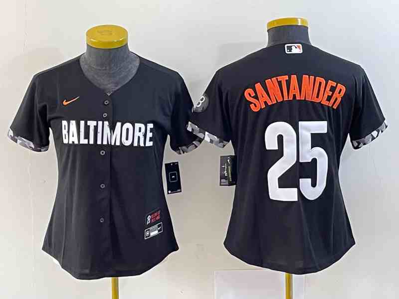 Women's Baltimore Orioles #25 Anthony Santander Black 2023 City Connect Cool Base Stitched Jersey