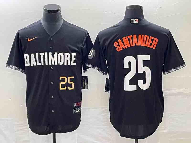 Men's Baltimore Orioles #25 Anthony Santander Number Black 2023 City Connect Cool Base Stitched Jersey