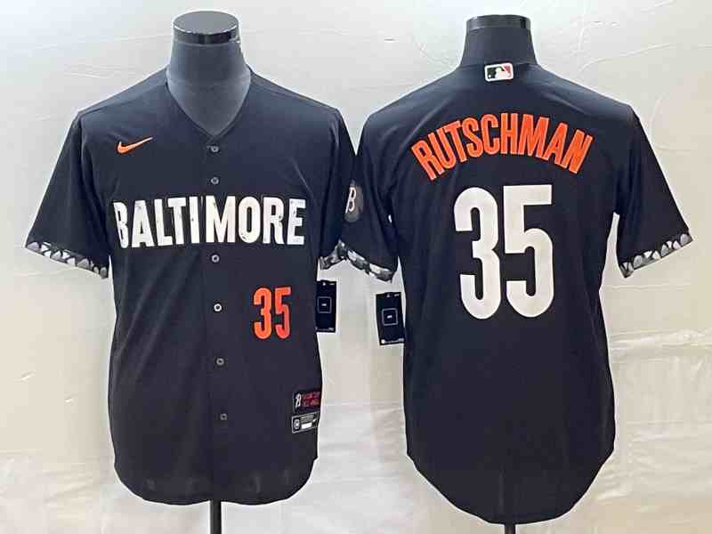 Men's Baltimore Orioles #35 Adley Rutschman Number Black 2023 City Connect Cool Base Stitched Jersey