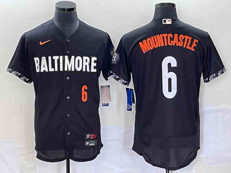Men's Baltimore Orioles #6 Ryan Mountcastle Number Black 2023 City Connect Flex Base Stitched Jersey2