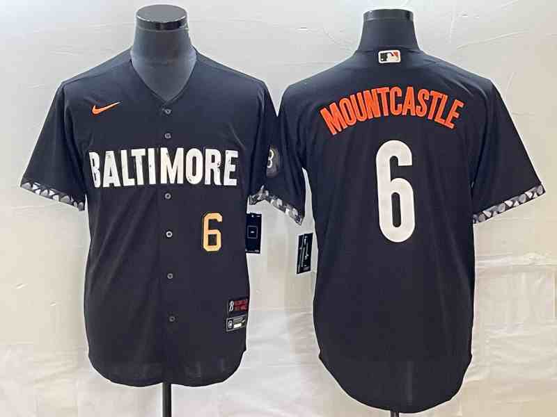 Men's Baltimore Orioles #6 Ryan Mountcastle Number Black 2023 City Connect Cool Base Stitched Jersey