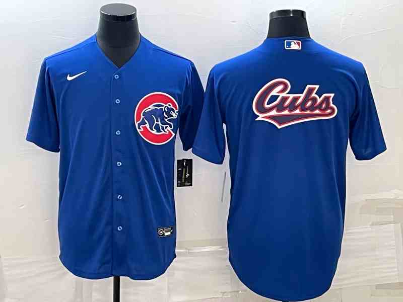 Men's Chicago Cubs Royal Team Big Logo Cool Base Stitched Jersey (2)