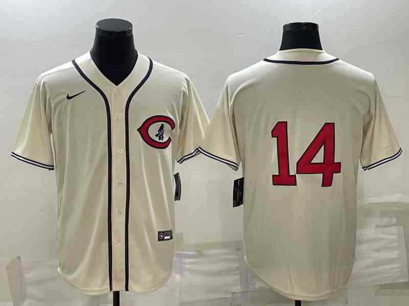 Men's Chicago Cubs #14 Ernie Banks 2022 Cream Field Of Dreams Cool Base Stitched Baseball Jersey (2)