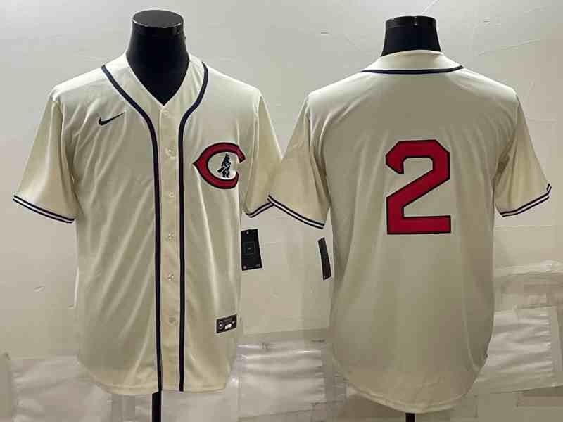 Men's Chicago Cubs #2 Nico Hoerner Cream Turn Back the Clock Stitched MLB Cooperstown Collection Nike Jersey