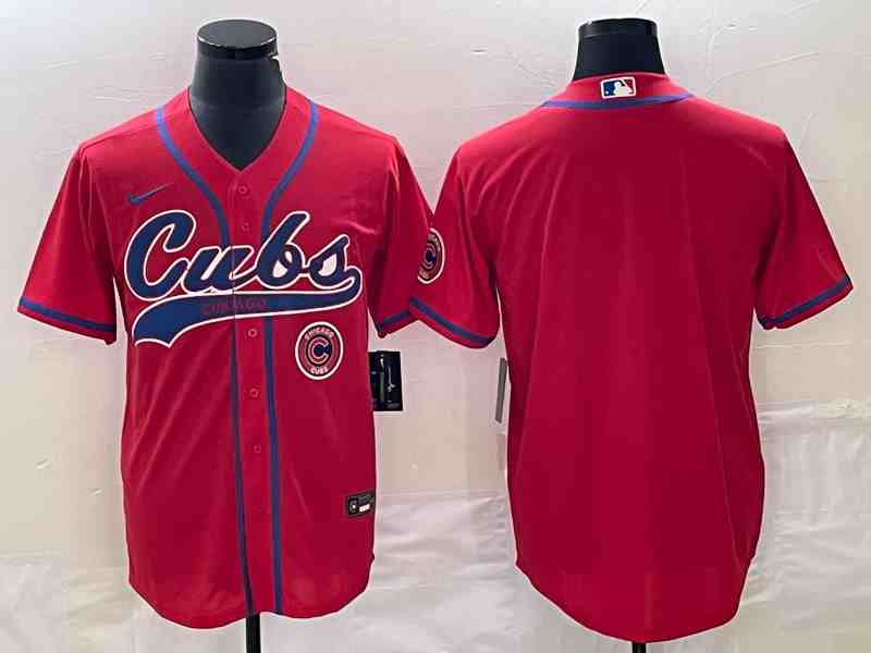 Men's Chicago Cubs Blank Red Cool Base Stitched Baseball Jersey