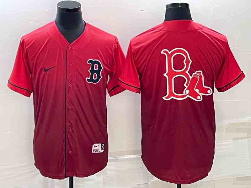 Men's Boston Red Sox Big Logo Nike Red Fade Stitched Jersey