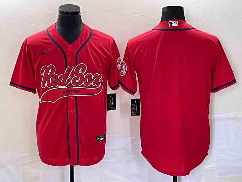 Men's Boston Red Sox Blank Red With Patch Cool Base Stitched Baseball Red Jersey