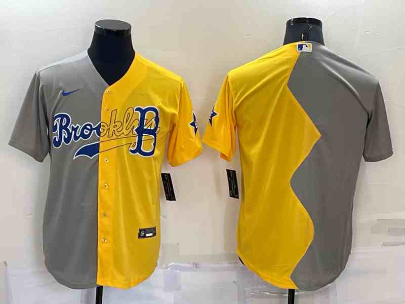 Men's Boston Red Sox Blank Grey Yellow Split Cool Base Stitched Jersey