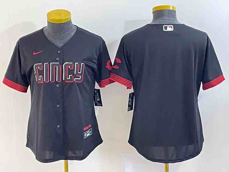 Women's Cincinnati Reds Blank Black 2023 City Connect Stitched Baseball Jersey(Run Small)
