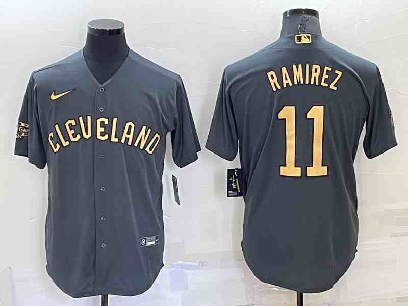 Men's Cleveland Guardians #11 José Ramírez Charcoal 2022 All-Star Cool Base Stitched Baseball Jersey