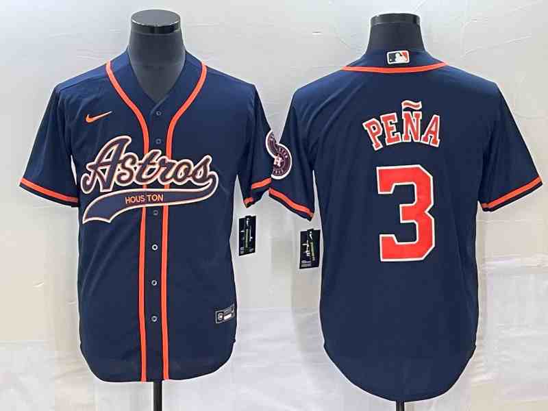 Men's Houston Astros #3 Jeremy Pena Navy Cool Base Stitched Baseball Jersey