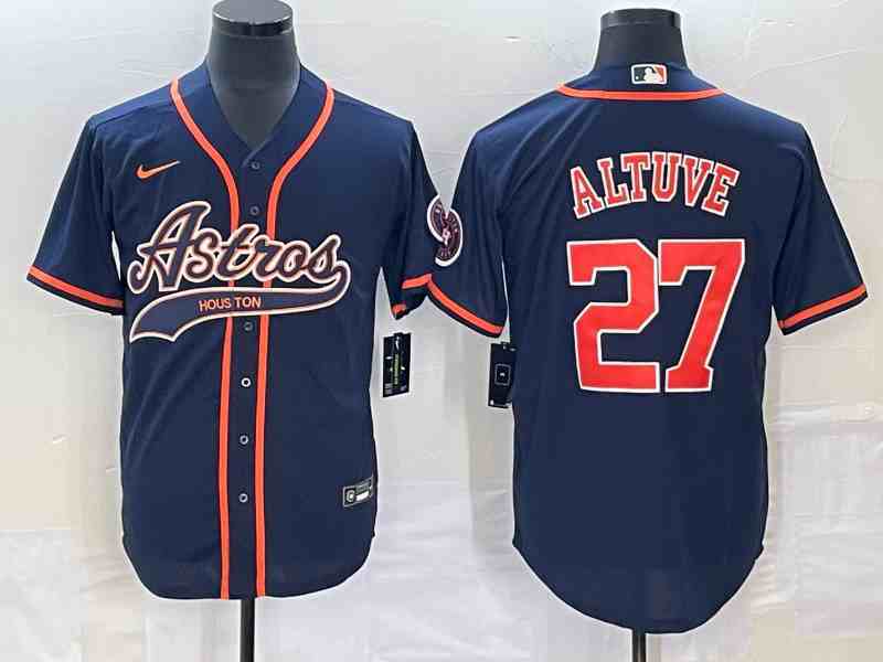 Men's Houston Astros #27 Jose Altuve Navy Cool Base Stitched Baseball Jersey