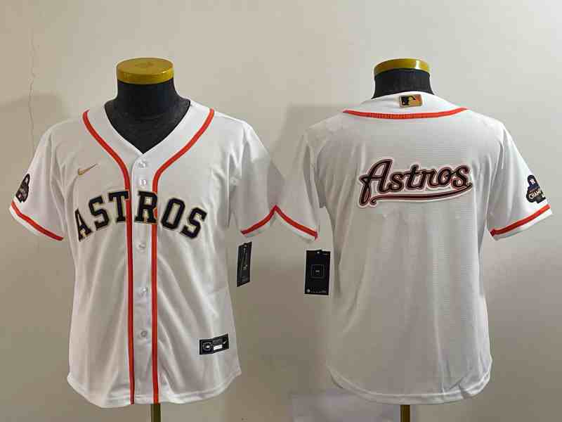 Youth Houston Astros Blank White With Patch Stitched MLB Cool Base Nike Jersey1