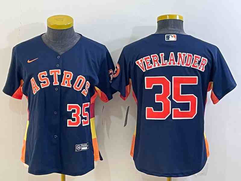 Women's Houston Astros #35 Justin Verlander Navy Blue Stitched MLB Cool Base Nike Jersey1