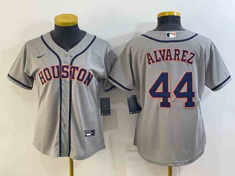 Women's Houston Astros #44 Yordan Alvarez Grey With Patch Stitched MLB Cool Base Nike Jersey