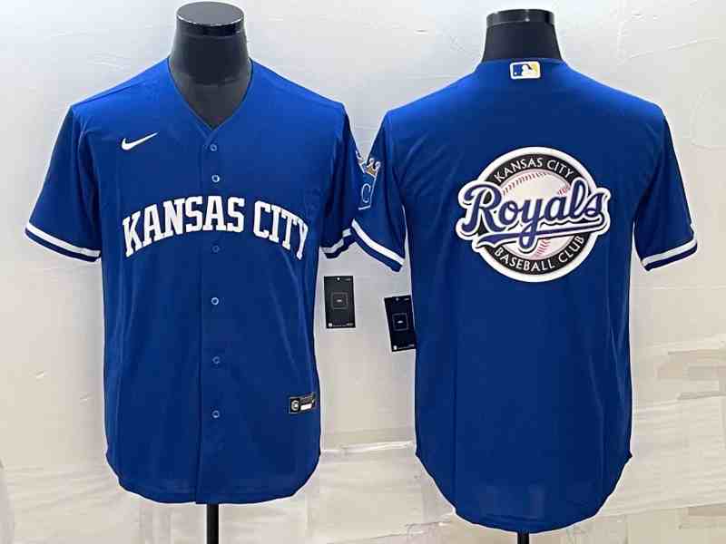 Men's Kansas City Royals Big Logo Blue 2022 City Connect Cool Base Stitched Jerseys