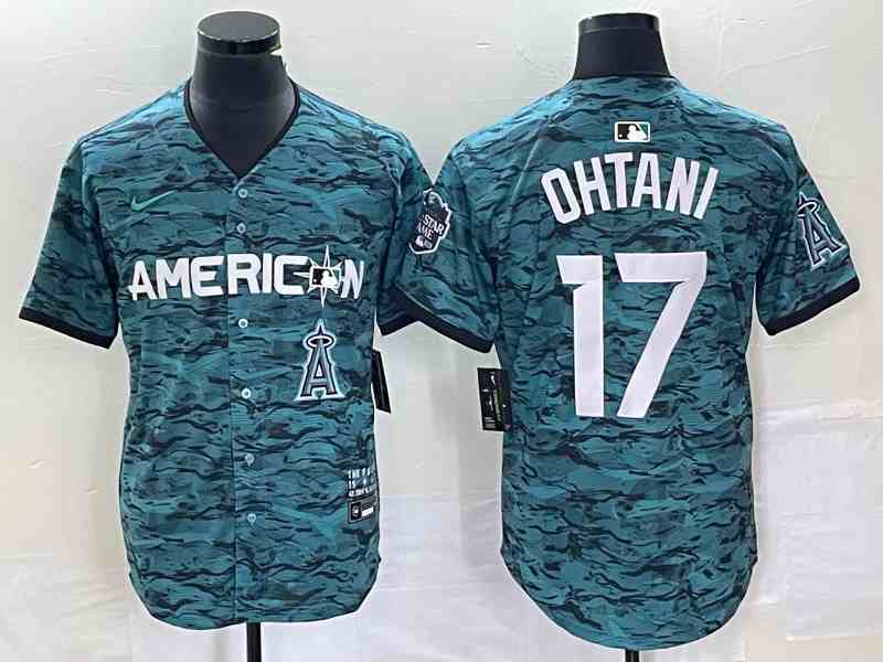Men's Los Angeles Angels #17 Shohei Ohtani Teal 2023 All-Star Cool Base Stitched Baseball Jersey4