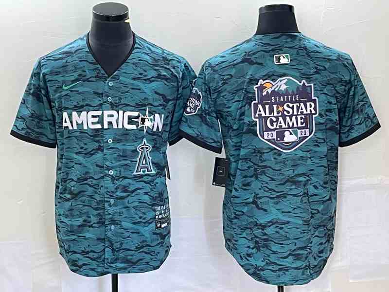 Men's Los Angeles Angels Blank Teal 2023 All-Star Cool Base Stitched Jersey2