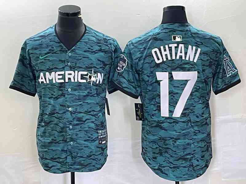 Men's Los Angeles Angels #17 Shohei Ohtani Teal 2023 All-Star Cool Base Stitched Baseball Jersey1