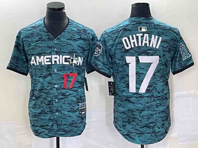 Men's Los Angeles Angels #17 Shohei Ohtani Teal 2023 All-Star Cool Base Stitched Baseball Jersey3