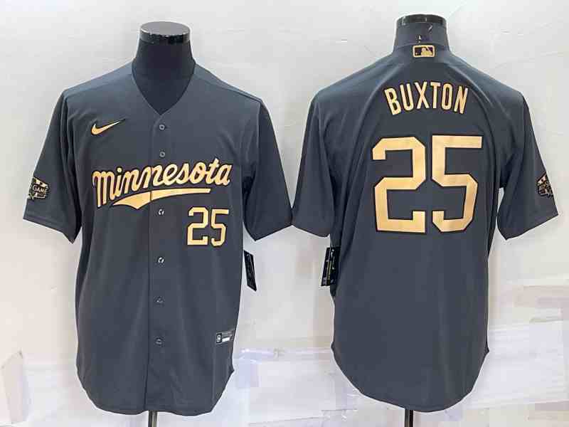 Men's Minnesota Twins #25 Byron Buxton Charcoal 2022 All-Star Cool Base Stitched Baseball Jersey