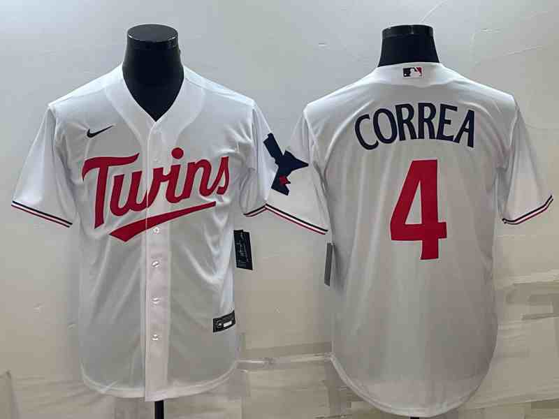 Men's Minnesota Twins #4 Carlos Correa White Cool Base Stitched Jersey (2)