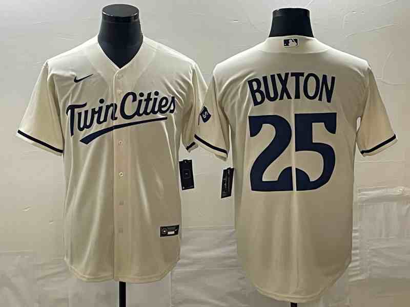 Men's Minnesota Twins #25  Byron Buxton  Cream 2022 City Connect Cool Base Stitched Jersey