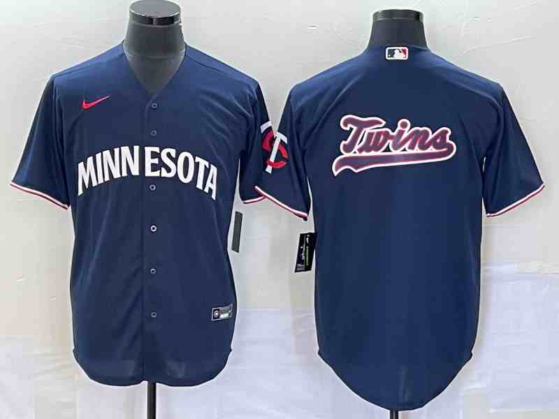 Men's Minnesota Twins With Name In Back Navy Cool Base Stitched Jersey