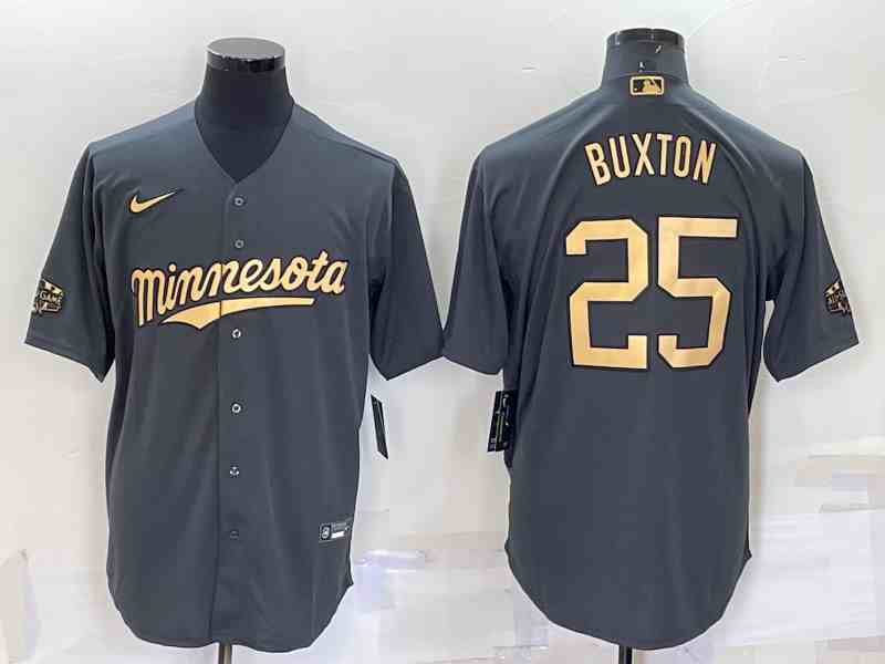 Men's Minnesota Twins #25 Byron Buxton Charcoal 2022 All-Star Cool Base Stitched Baseball Jersey (2)