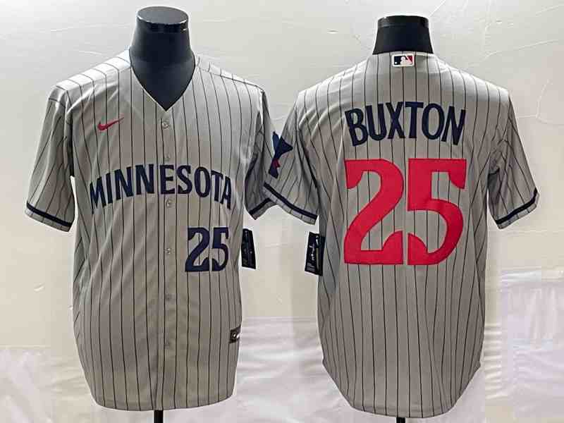 Men's Minnesota Twins #25 Byron Buxton Gray Cool Base Stitched Jersey (2)