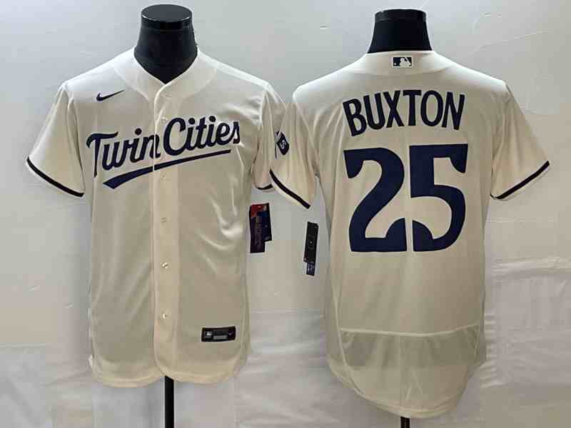 Men's Minnesota Twins #25 Byron Buxton 2023 Cream Flex Base Stitched Jersey (2)