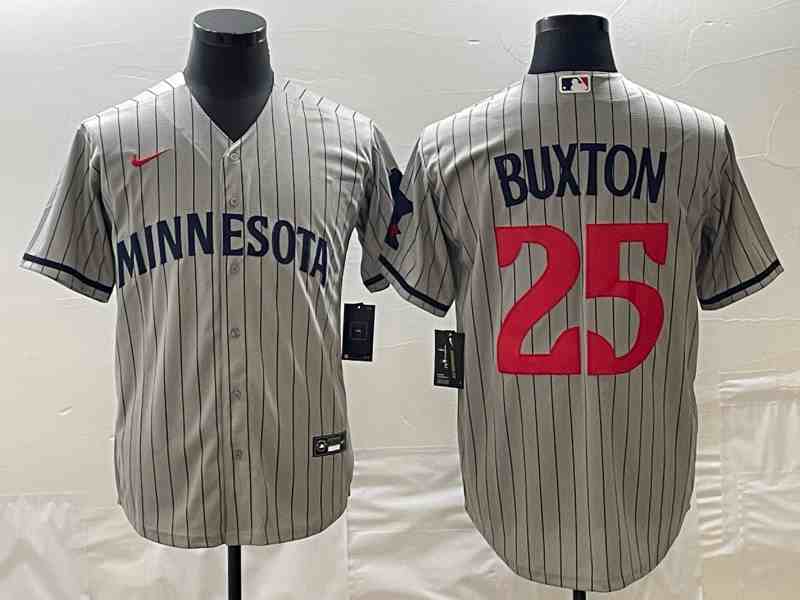 Men's Minnesota Twins #25 Byron Buxton Gray Cool Base Stitched Jersey