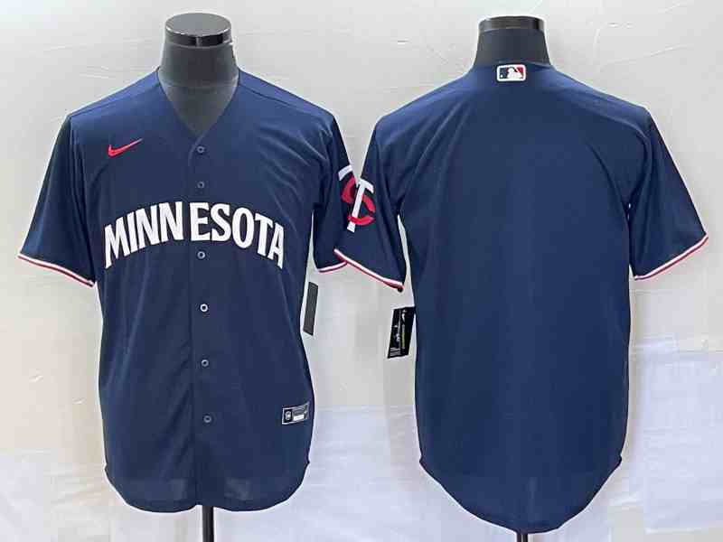 Men's Minnesota Twins Blank Navy Cool Base Stitched Jersey