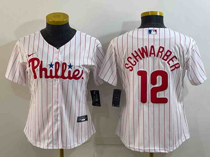 Women's Philadelphia Phillies #12 Kyle Schwarber White Stitched Baseball Jersey