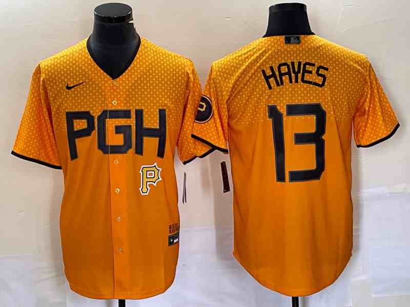 Men's Pittsburgh Pirates #13 KeBryan Hayes Gold 2023 City Connect Stitched Jersey