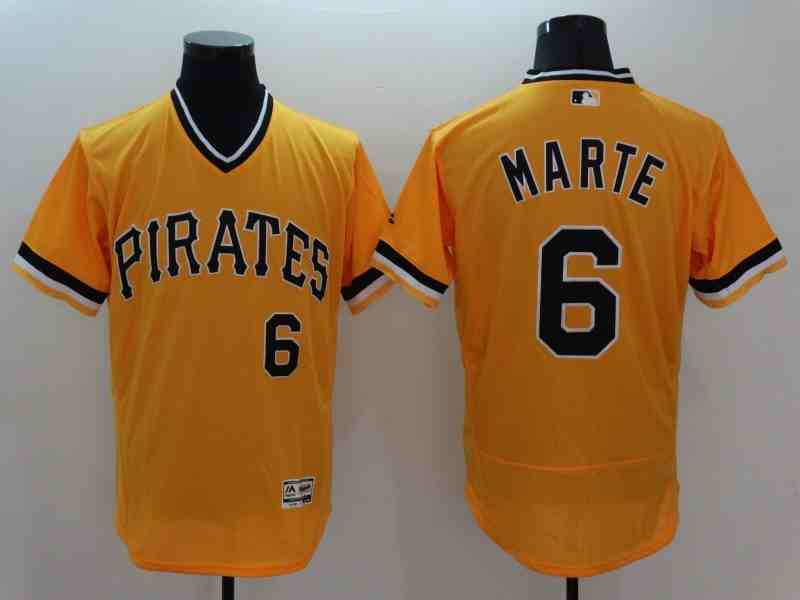 Men's Pittsburgh Pirates #6 Starling Marte Gold Flexbase Authentic Collection Cooperstown Stitched MLB Jersey