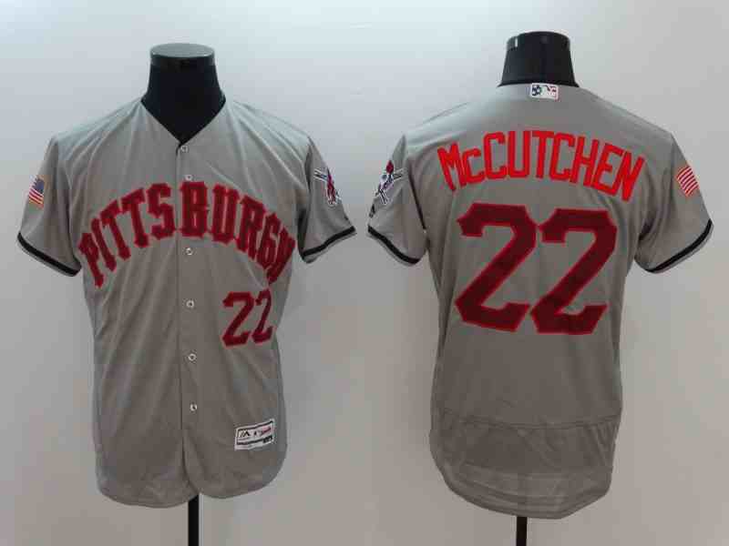 Men's Pittsburgh Pirates #22 Andrew McCutchen Majestic Gray Fashion Stars & Stripes Flexbase Authentic Stitched MLB Jersey